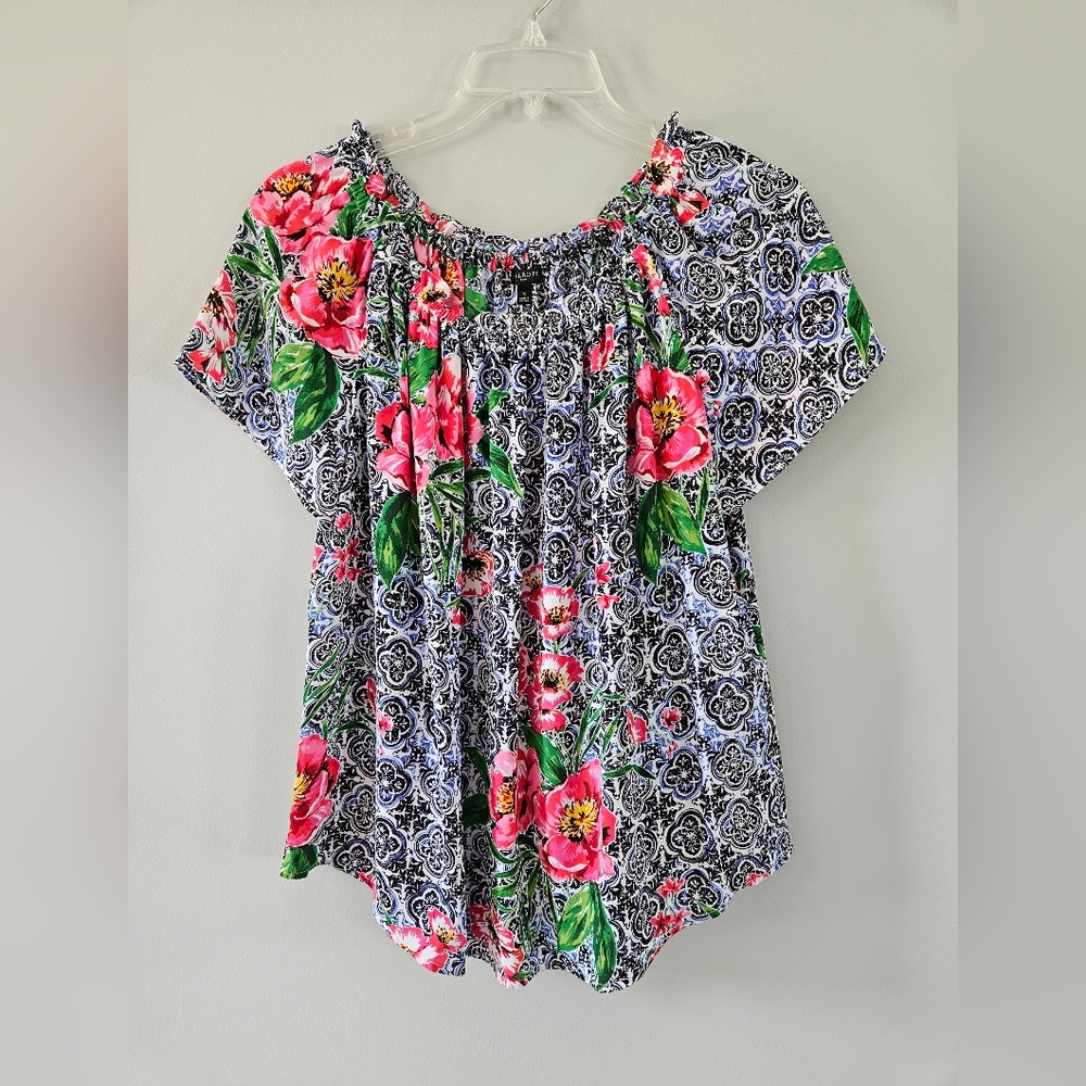NWOT Talbots Floral Short Sleeve Blouse - Size X